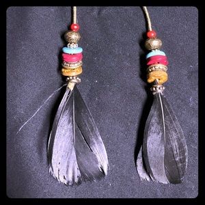 Handmade Feather & Beaded Earrings